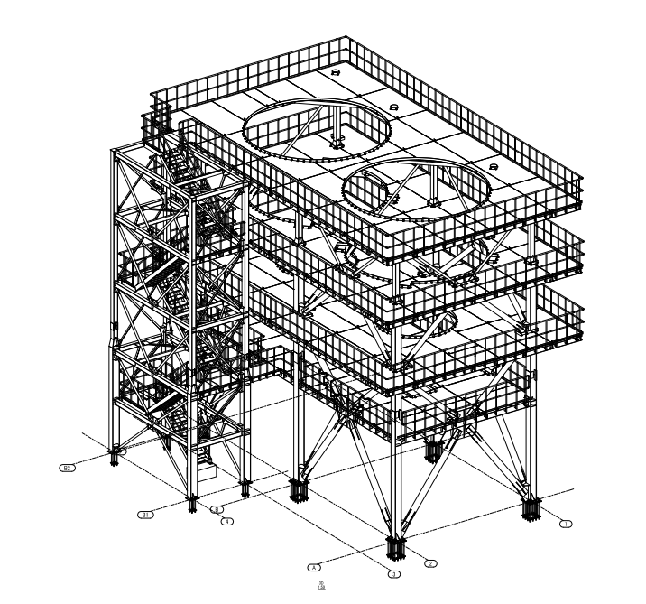 鋼構造物の架台の3Dモデリング